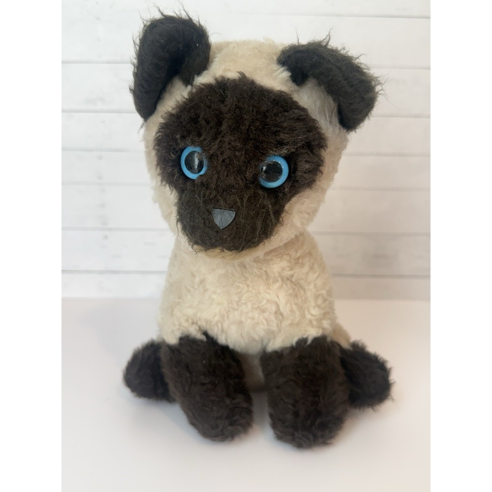 Vintage 1977 American Greetings Siamese Cat Plush Blue Eyes Stuffed Animal Toy